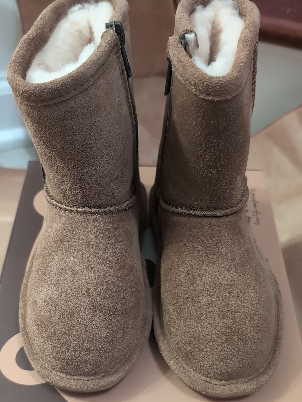 Bearpaw Cozy Suede Shearling Lined Ankle Boots - Chestnut